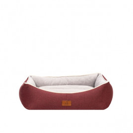 70x50x25 Cm Lola Yatak Bordo Bej Medium | Kumaş Köpek Yatağı
