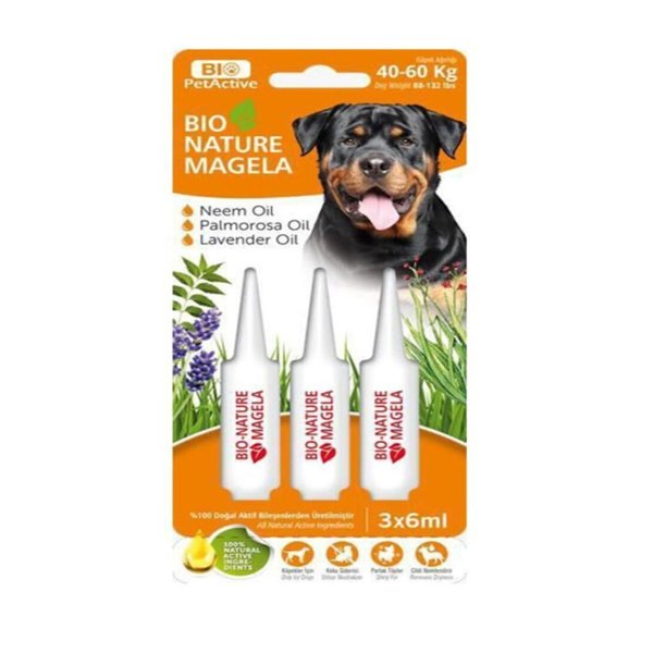Pet Active 3x6 Ml Bio Nature Tüy Ve Deri Bakım Damlası 40-60 Kg | Köpek Tüy Bakım Spreyi