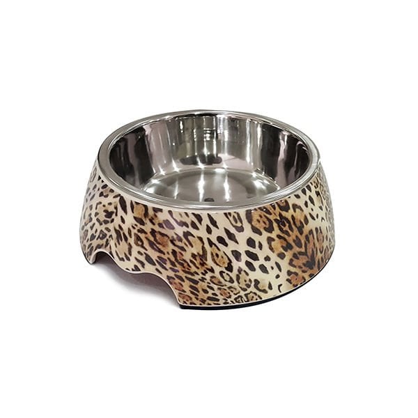 Pet Loves 350 Ml Leopar Desenli Melamin Mama ve Su Kabı 17,5x17x6 Cm | Melamin Mama Ve Su Kabı