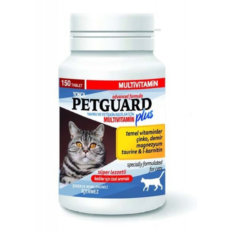 Petguard 150 Adet Çinko Demir Magnezyum Taurine ve L-karnitinli Multivitamin Tablet | Kedi Vitamin Ve Tableti Petguard 150 Adet Çinko Demir Magnezyum Taurine ve L-karnitinli Multivitamin Tablet | Kedi Vitamin Ve Tableti