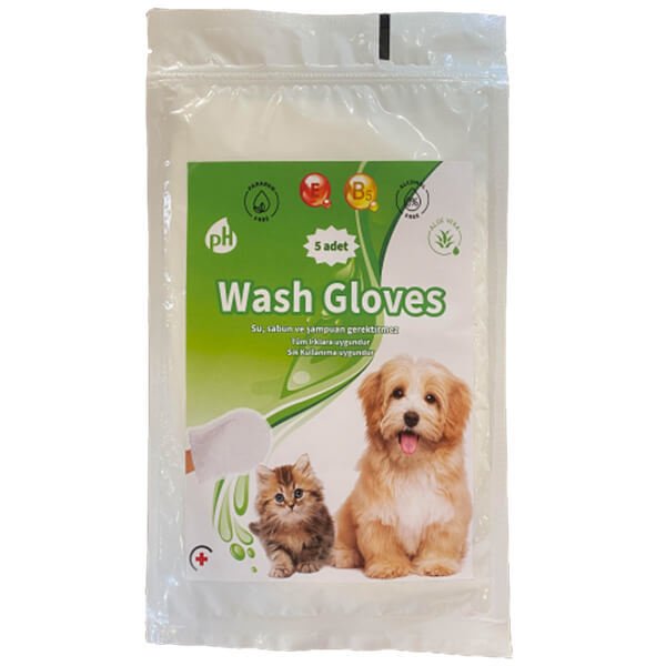 Petpatio Tek Kullanımlık Yıkama Eldiveni 5 Adet | Kedi Banyo Şampuanı