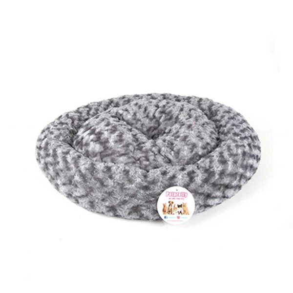 Petpretty 55x55 Cm Peluş Simit Yatak Gri | Peluş Köpek Yatağı