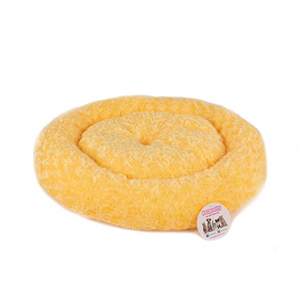 Petpretty 55x55 Cm Peluş Simit Yatak Sarı | Peluş Köpek Yatağı