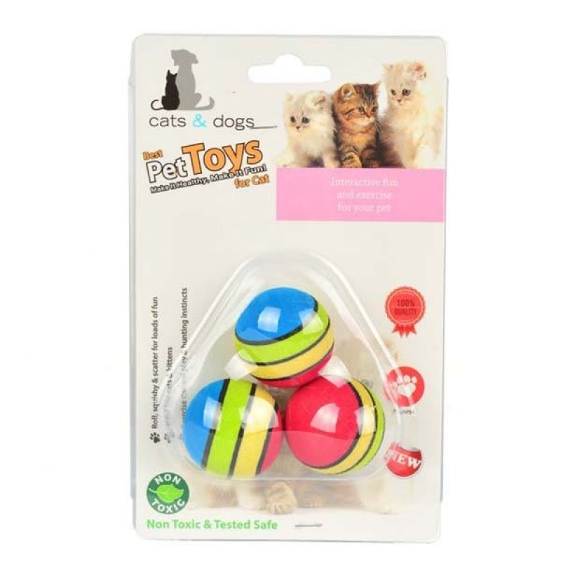 Petpretty Zm4-4318 Gökkuşağı Oyun Topu Oyuncak 3'lü | Kedi Top Oyuncak Petpretty Zm4-4318 Gökkuşağı Oyun Topu Oyuncak 3'lü | Kedi Top Oyuncak
