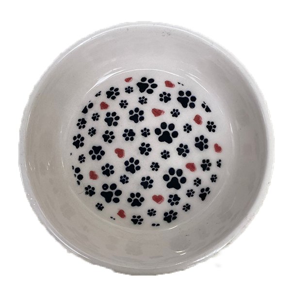 Petzz 12.5x3h Cm Pati Desenli Seramik Mama Ve Su Kabı Small 230 Ml | Seramik Mama Ve Su Kabı