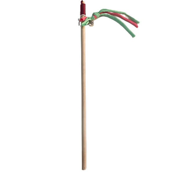 Petzz 40 cm Püsküllü Ahşap Zilli Olta Oyuncak | Kedi Oltası