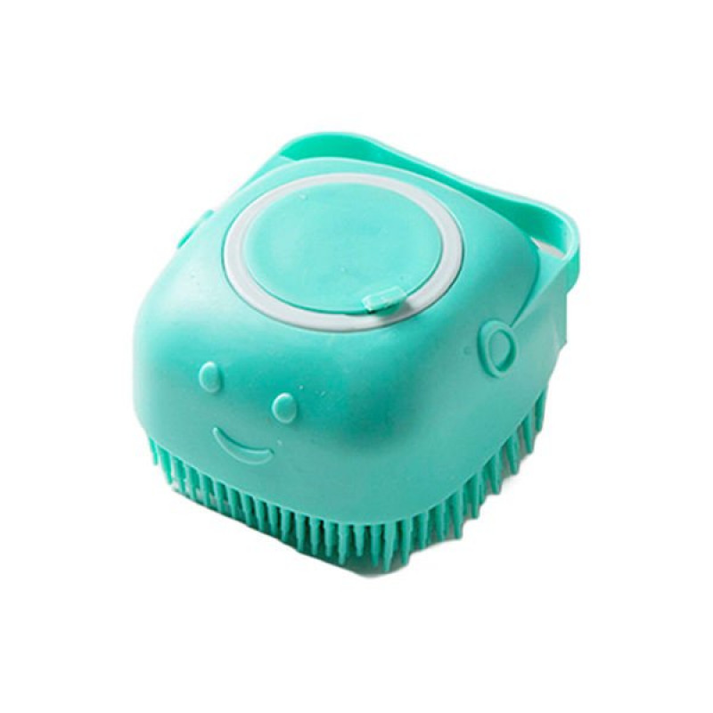 Petzz 8.4x6x8.4 Cm Hazneli Silikon Banyo Şampuan Fırçası Yeşil | Köpek Tarağı