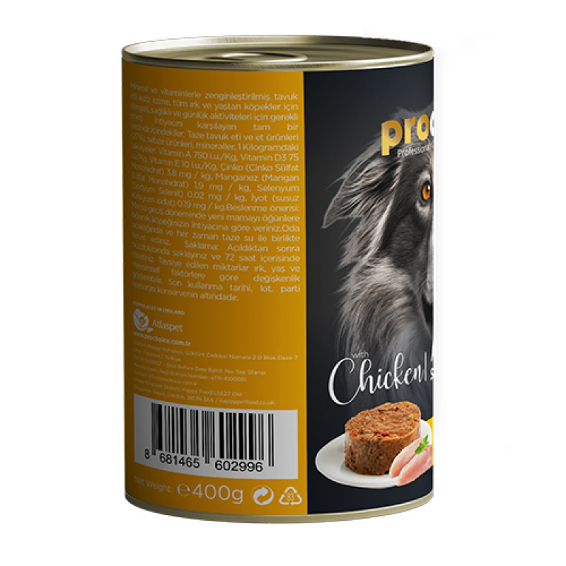 Pro Choice 6 Adet Adult Tavuklu Yetişkin 400 Gr | Yetişkin Köpek Konserve Maması