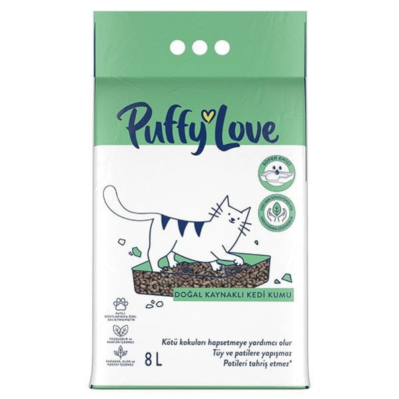 Puffy Love 8 Lt Çok Amaçlı Doğal Kaynaklı Kum | Doğal Kedi Kumu Puffy Love 8 Lt Çok Amaçlı Doğal Kaynaklı Kum | Doğal Kedi Kumu