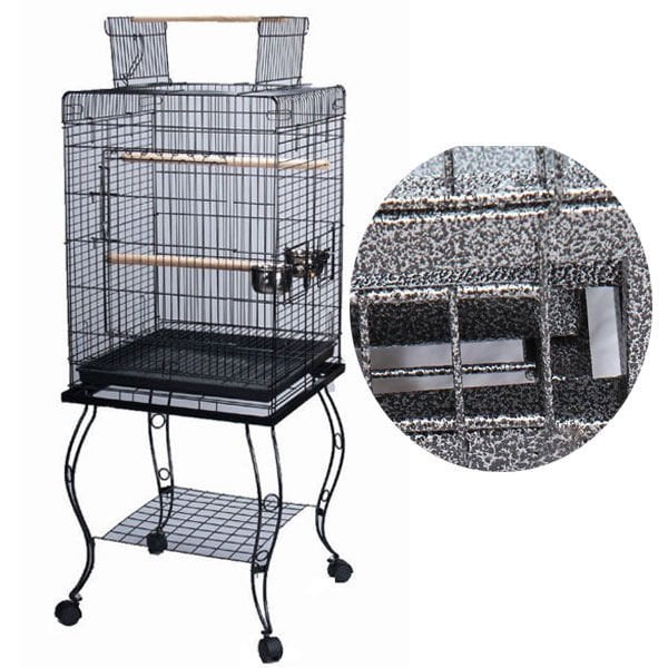 Qh Pet Cage 51x51x129 Cm Açılır Çatılı Sehpalı Kafes Siyah | Kuş Kafesi