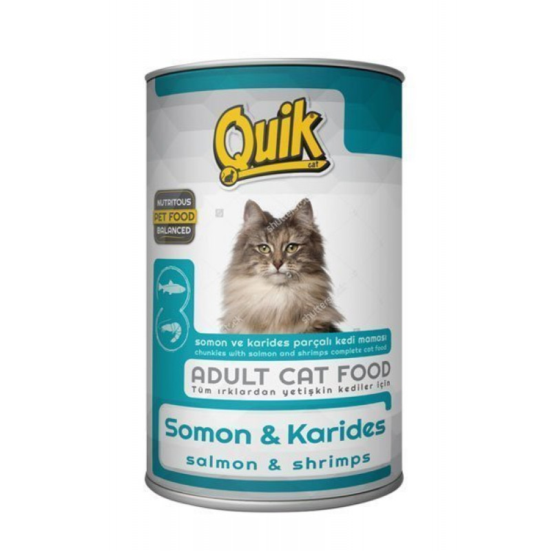 Quik 415 gr Somon ve Karidesli Konserve | Yetişkin Kedi Maması Quik 415 gr Somon ve Karidesli Konserve | Yetişkin Kedi Maması
