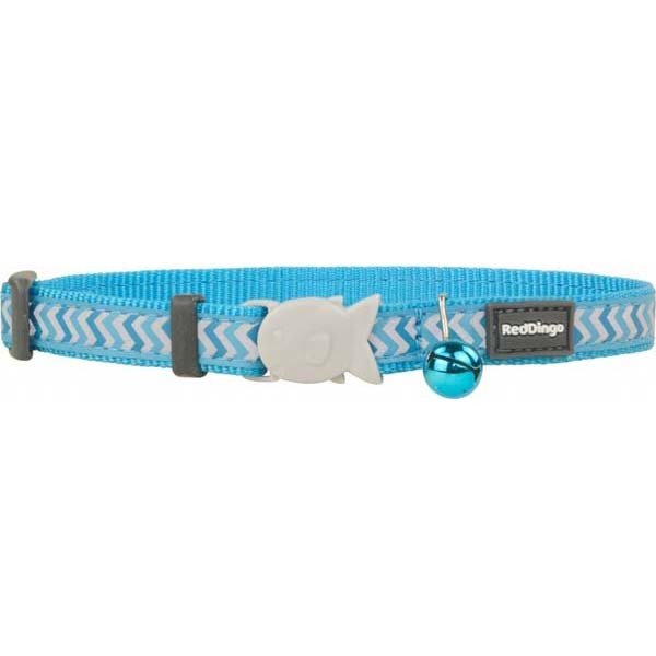Red Dingo 12 Mm Reflektörlü Ziggy Desenli Turkuaz Boyun Tasması | Kedi Boyun Tasması