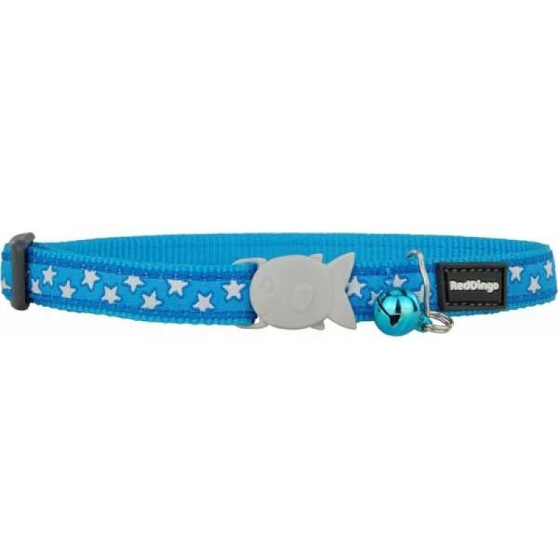 Red Dingo 12 Mm Turkuaz Uzerine Beyaz Yildiz Desenli Boyun Tasmasi | Kedi Boyun Tasması Red Dingo 12 Mm Turkuaz Uzerine Beyaz Yildiz Desenli Boyun Tasmasi | Kedi Boyun Tasması