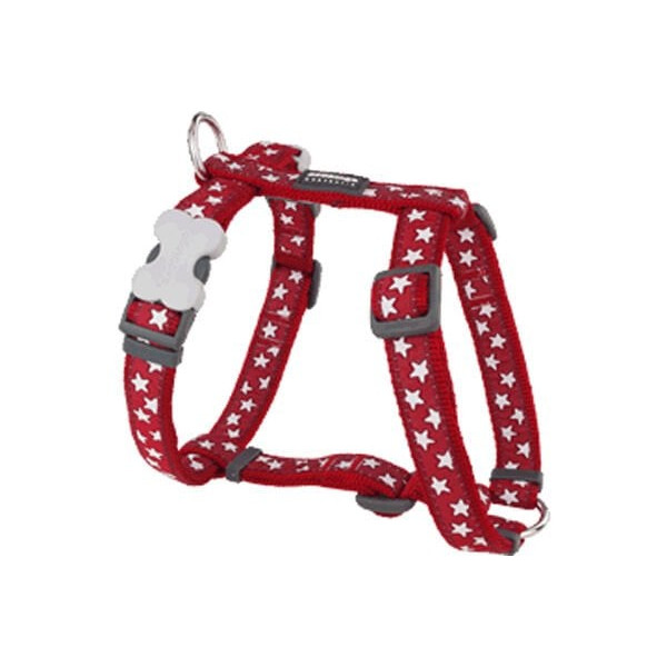 Red Dingo 12mm Kırmızı Üzerine Beyaz Yıldızlı Göğüs Tasması | Köpek Göğüs Tasması