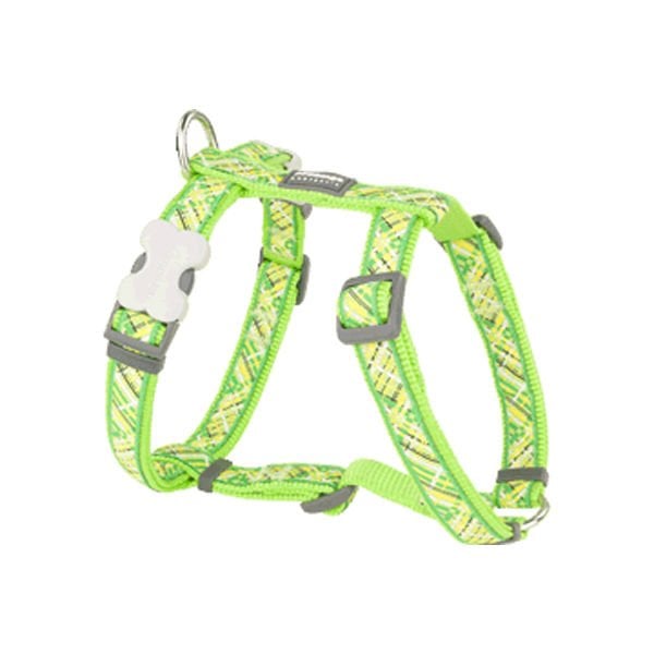 Red Dingo 20mm Flanno Desenli Lime Göğüs Tasması | Köpek Göğüs Tasması