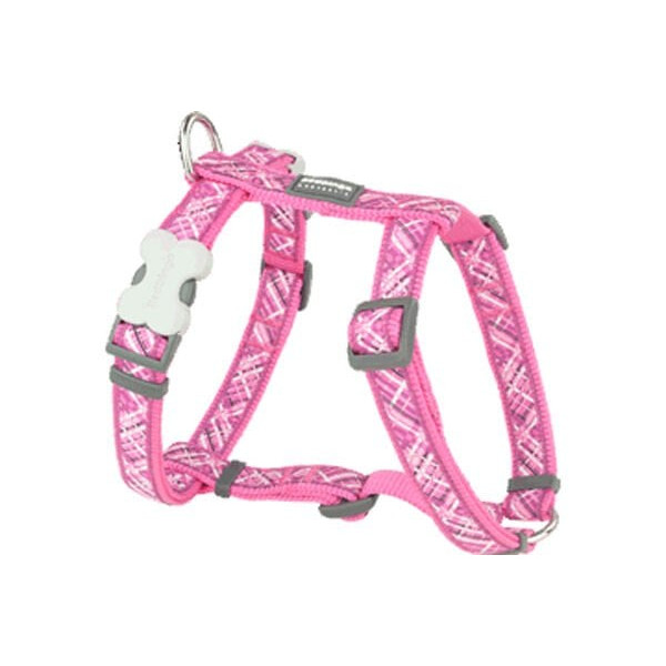 Red Dingo 20mm Flanno Desenli Pembe Göğüs Tasması | Köpek Göğüs Tasması