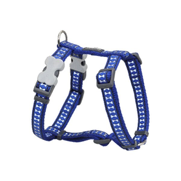 Red Dingo 25 Mm Reflektörlü Kemik Desenli Lacivert Xl Göğüs Tasması | Köpek Göğüs Tasması