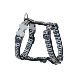 Red Dingo 25mm Reflektörlü Kemik Desenli Siyah Göğüs Tasması | Köpek Göğüs Tasması