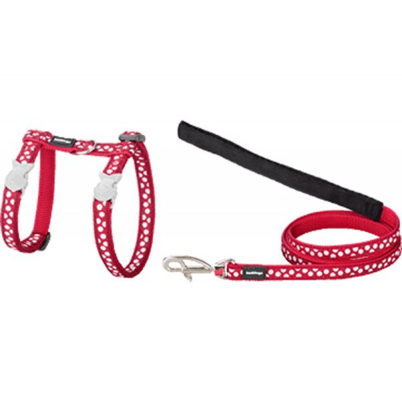 Red Dingo Kırmızı Üzerine Beyaz Benekli Göğüs Tasması Ve Uzatma Kombo | Kedi Göğüs Tasması Red Dingo Kırmızı Üzerine Beyaz Benekli Göğüs Tasması Ve Uzatma Kombo | Kedi Göğüs Tasması