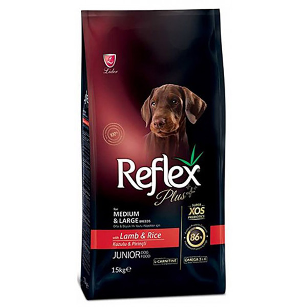 Reflex Plus 15 Kg Orta ve Büyük Irk Yavru Kuzulu ve Pirinçli | Yavru Köpek Kuru Maması