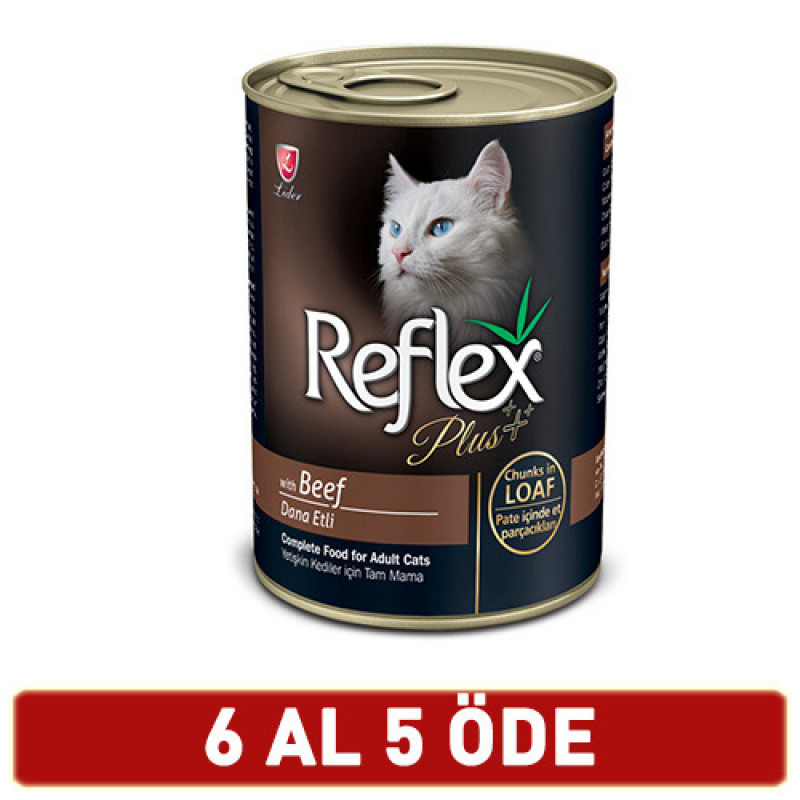 Reflex Plus 6 Adet Pate Biftekli Et Parçacıklı 400 Gr | Sığır Etli Yaş Kedi Maması