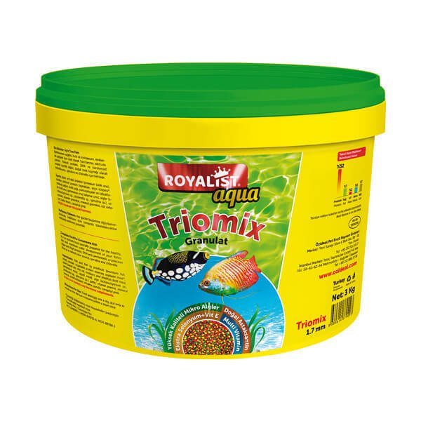 Royalist 3 Kg Aqua Triomix Granül Kova Balık Yemi | Balık Yemi Kovası