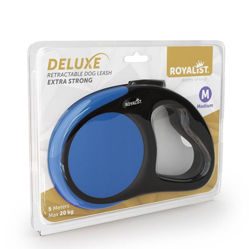Royalist 5M Deluxe Extra Strong Otomatik Gezdirme Mavi Medium | Otomatik Köpek Tasması Royalist 5M Deluxe Extra Strong Otomatik Gezdirme Mavi Medium | Otomatik Köpek Tasması