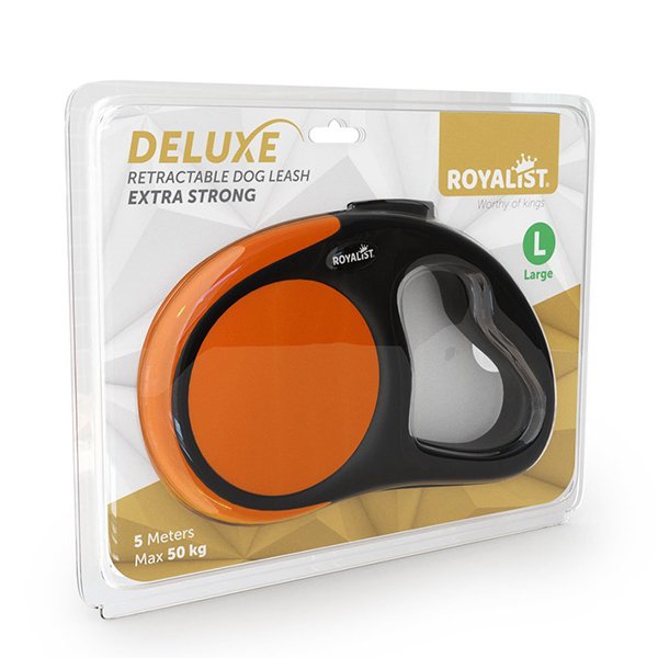 Royalist 5M Deluxe Extra Strong Otomatik Gezdirme Turuncu Large | Otomatik Köpek Tasması