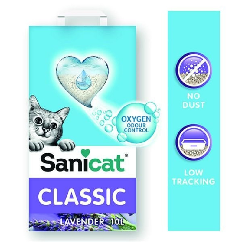 Sanicat 10 Lt Classic Lavantalı Oksijen Kontrollü Emici Kedi Kumu | Doğal Kedi Kumu
