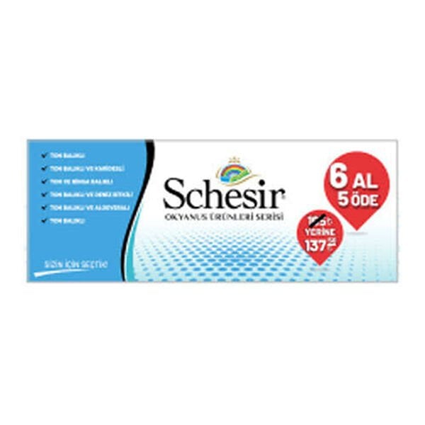 Schesir 6 Al 5 Öde Karışık Okyanus Balığı 6x85 Gr | Yetişkin Kedi Maması