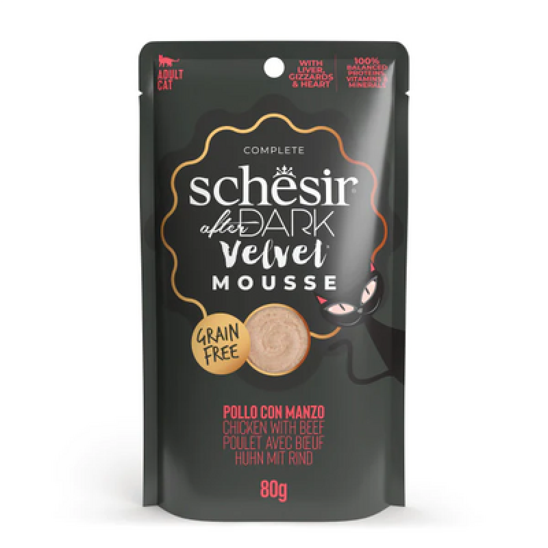 Schesir 80 Gr After Dark Velvet Mousse Tavuk ve Sığır | Tahılsız Kedi Yaş Maması Schesir 80 Gr After Dark Velvet Mousse Tavuk ve Sığır | Tahılsız Kedi Yaş Maması
