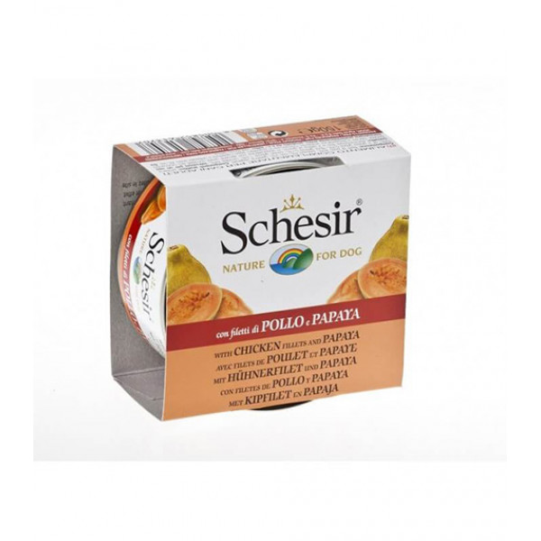 Schesir 6 Adet Fruit Tavuk ve Papaya 150 Gr | Yetişkin Köpek Konserve Maması