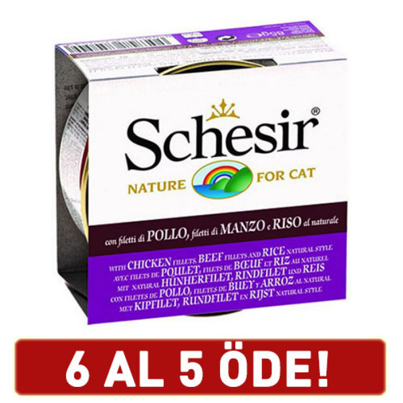 Schesir 6 Adet Chicken & Beef 85 Gr | Yetişkin Kedi Maması