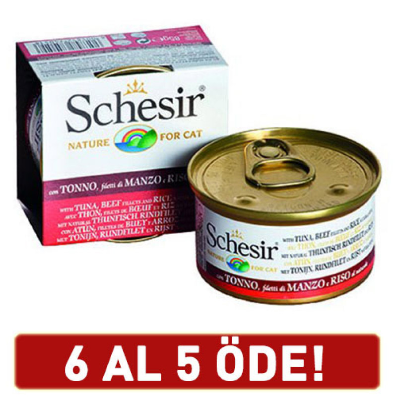 Schesir 6 Adet Ton Balıklı ve Sığır Etli 85 Gr | Sığır Etli Yaş Kedi Maması