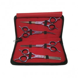 7 İnç 4 Adet Çantalı Tıraş Makas Setİ Mor | Köpek Makası