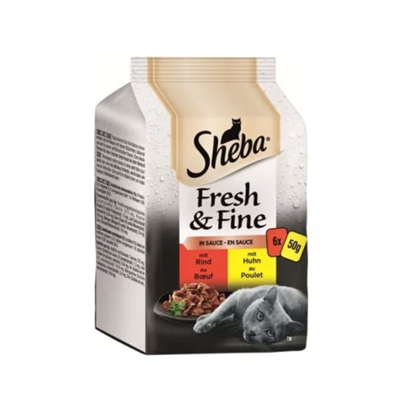 Sheba 6 Adet Fresh & Fine Sosta Tavuk ve Sığır 50 Gr | Yetişkin Kedi Maması