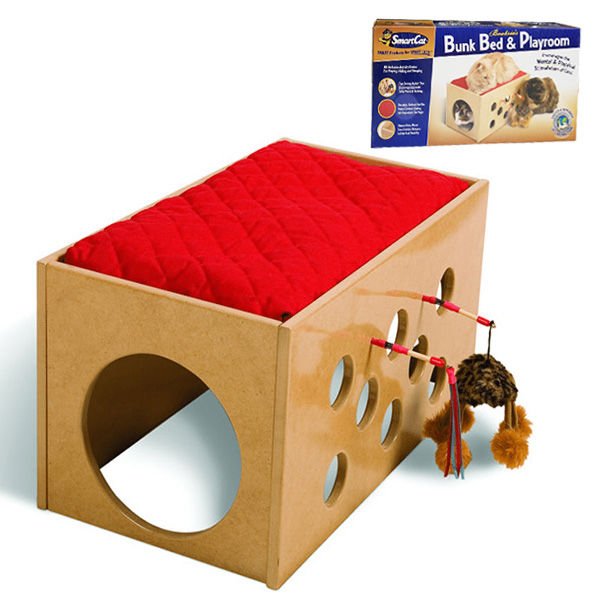 Smartcat Ahşap Ev ve Oyun Alanı Kırmızı | Kedi Evi