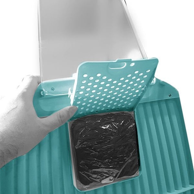 Sunsun 3in1 Filtreli Kapalı Kedi Tuvaleti Mavi | Kapalı Kedi Tuvaleti