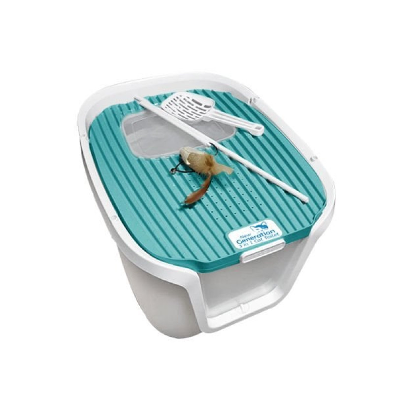 Sunsun 3in1 Filtreli Kapalı Kedi Tuvaleti Mavi | Kapalı Kedi Tuvaleti