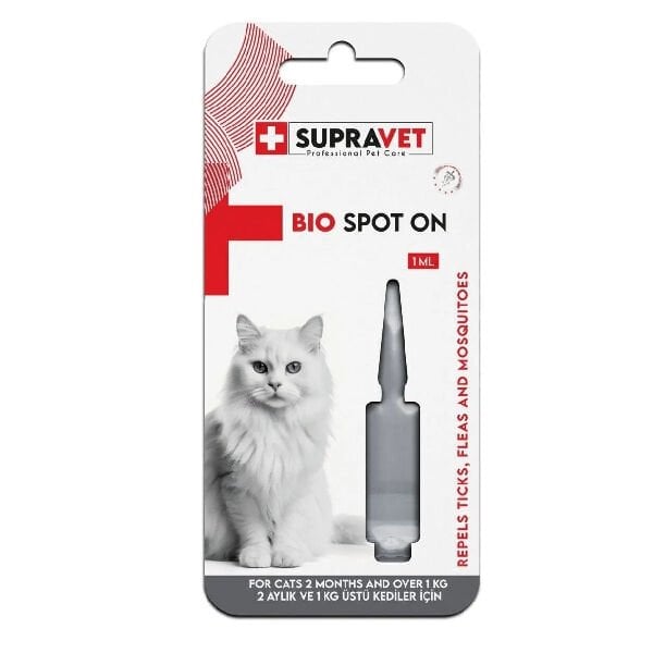 Supravet 1 Ml Bio Spot On Bit Pire Kene Dış Parazit Ense Damlası | Kedi Paraziter Ürünler