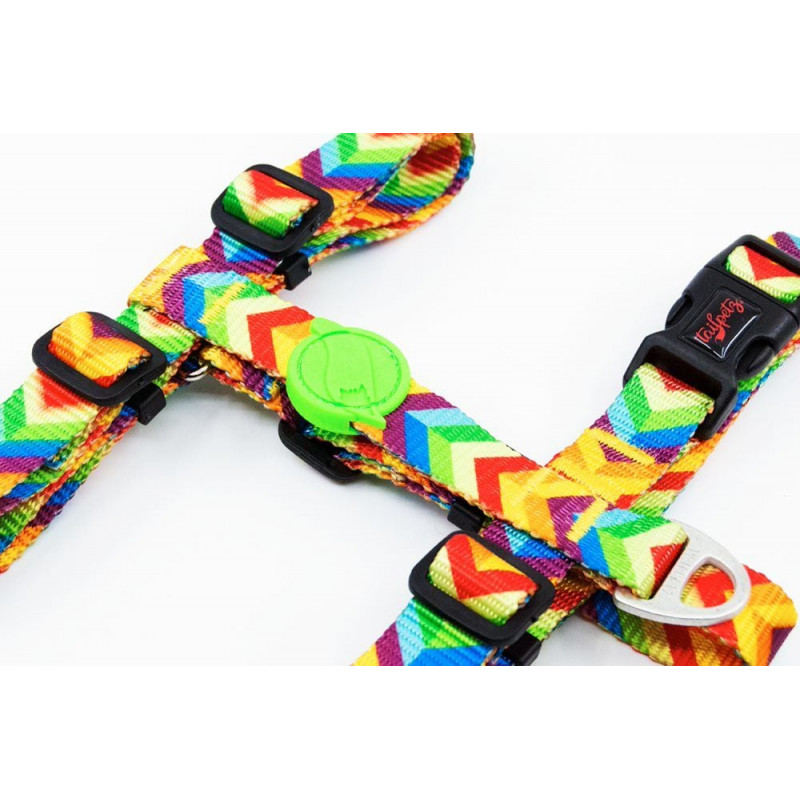 Tailpetz XS Rainbow Desenli Göğüs Tasması 19-33x22-37 Cm | Köpek Göğüs Tasması