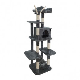 155 Cm Tırmalama Kulesi Koyu Gri | Tırmalama Tahtalı Kedi Evi