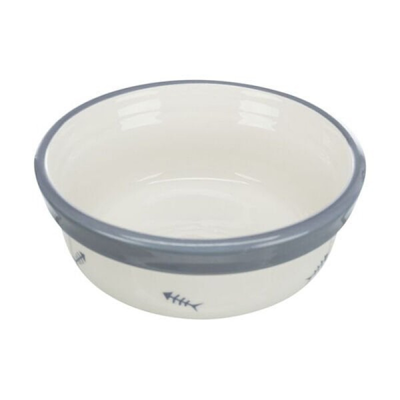 Trixie 12 Cm 0.3 Lt Seramik Beyaz Gri Mavi | Seramik Mama Ve Su Kabı