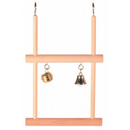 12X20cm Zilli Ahşap Çift Tünek | Kuş Tüneği 12X20cm Zilli Ahşap Çift Tünek | Kuş Tüneği