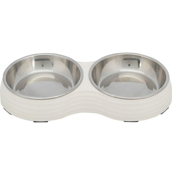 Trixie 27x3x14cm Melamin/Paslanmaz Çelik Mama ve Su Kabı  