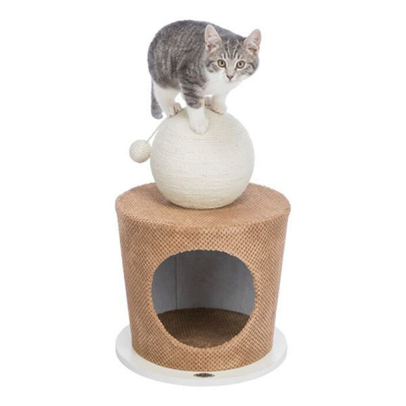 Trixie 36X50 Cm Tırmalama Topu ve Ev Boz Kahverengi | Kedi Top Oyuncak