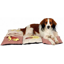 80X55cm Yastık Ve Yatak Kırmızı/Bej | Kumaş Köpek Yatağı 80X55cm Yastık Ve Yatak Kırmızı/Bej | Kumaş Köpek Yatağı