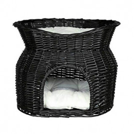 54x43x37 Cm İki Katlı Kedi Yatağı Siyah | Yuvalı Kedi Yatağı