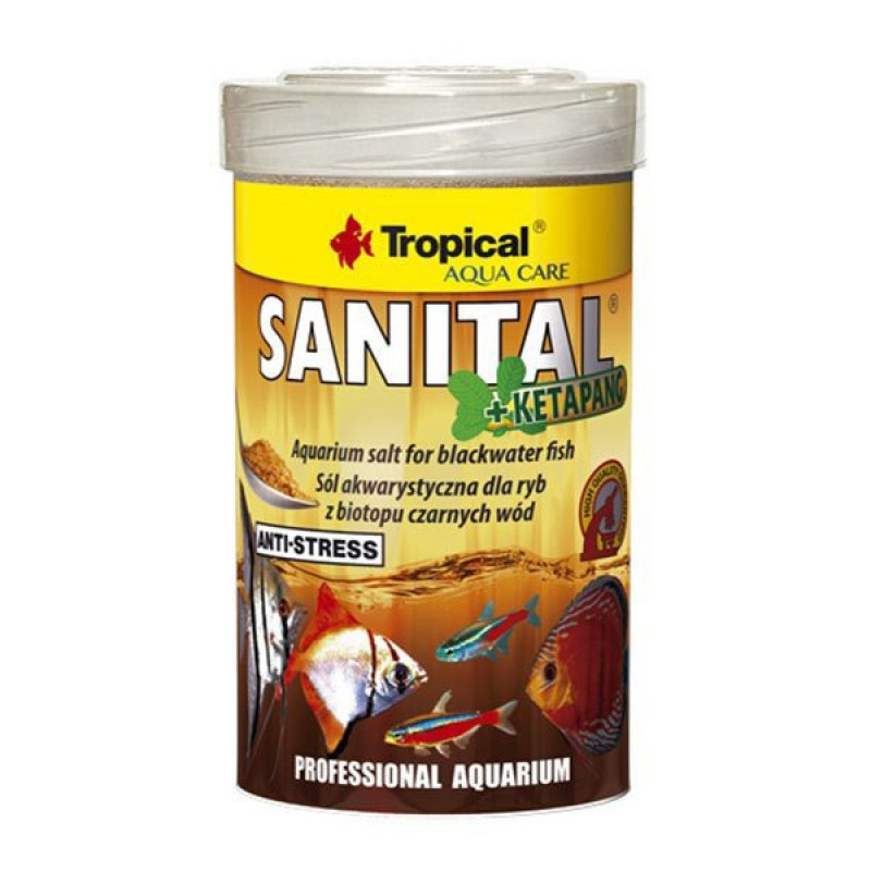 Tropical 120 Gr Sanital Ketapang Siyah Su Biyotopu Balıkları İçin Akvaryum Tuzu 100 Ml | Özel Akvaryum Yem Tropical 120 Gr Sanital Ketapang Siyah Su Biyotopu Balıkları İçin Akvaryum Tuzu 100 Ml | Özel Akvaryum Yem