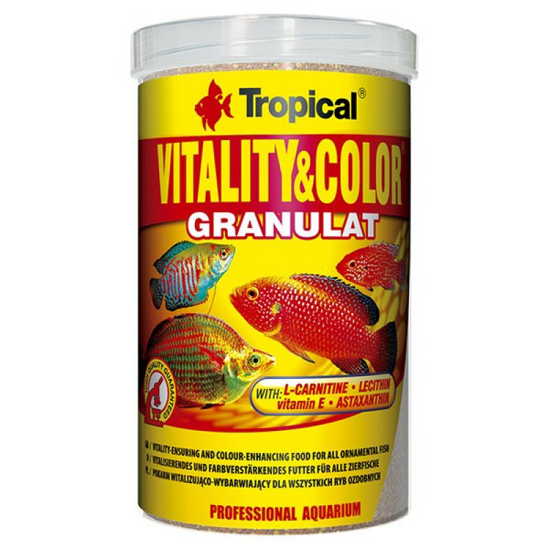 Tropical 138 Gr Vitality Color Granulat Tropikal Balıklar İçin Renklendirici Granül Balık Yemi 250 Ml | Özel Akvaryum Yem